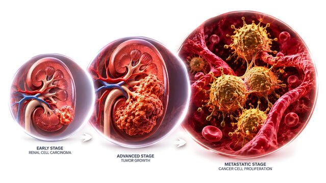 Chronic kidney disease progression illustration showing healthy damaged and advanced kidney conditions for medical education