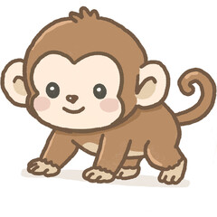 Obraz premium Hand Drawn Cute Monkey Character Illustration 
