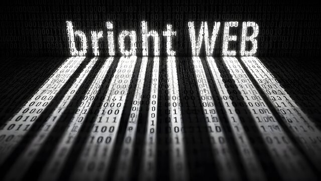 Bright web typography with binary code representing internet technology digital communication and online innovation