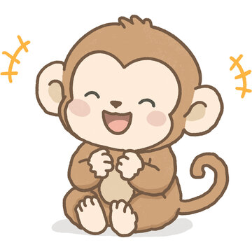 Hand Drawn Cute Monkey Character Illustration
