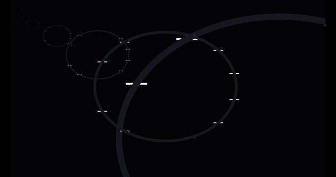 Abstract geometric circles with dashed lines on black background