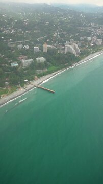 aerial view of black sea beach