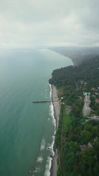 aerial view of the sea and mountains