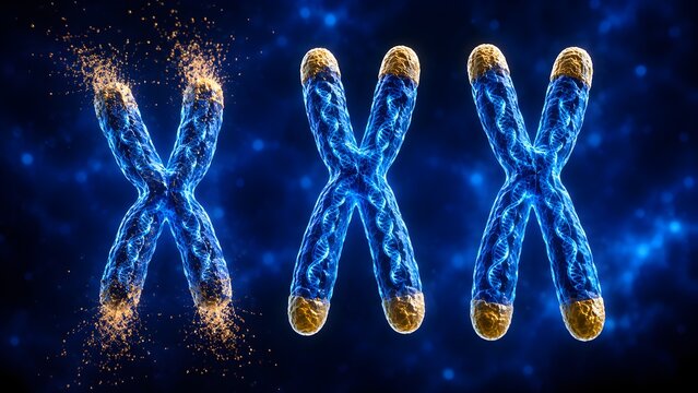 Human chromosomes illustration representing genetics DNA cell division genomics and medical science