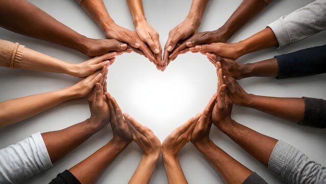 Hands creating heart shape symbolizing love compassion care support community and unity