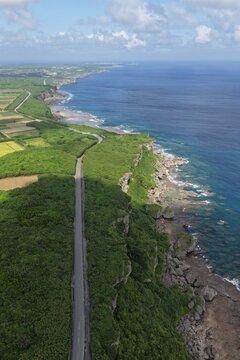 Aerial view of Muiga Cliffs - Miyako Island - Okinawa - Japan