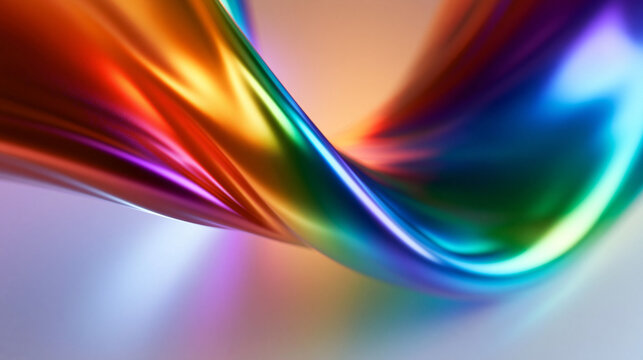 Abstract Rainbow Wave Background with Iridescent Metallic Texture