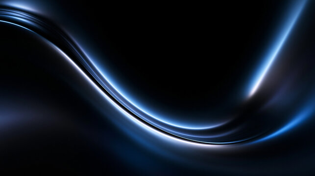 Abstract Dark Futuristic Wave Background with Blue Light