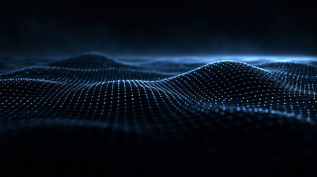 Abstract Digital Blue Wave Mesh Network Background