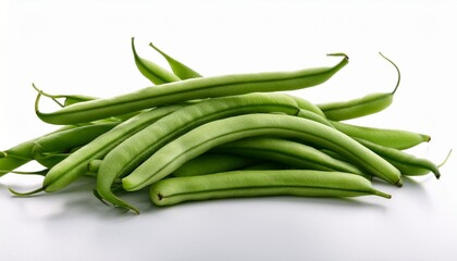 Fototapeta premium Green Beans On White Background