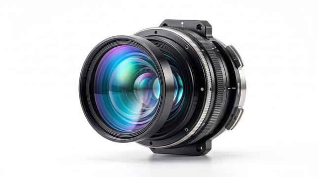 Angled Cutaway View of Optical Camera Lens Internal Elements