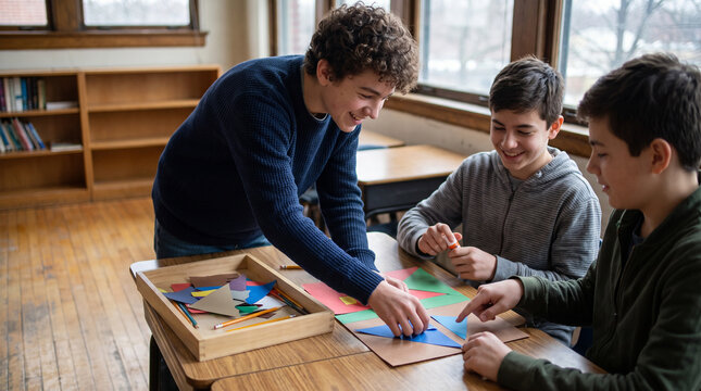 Classmates reconnect during a supportive collaborative lesson