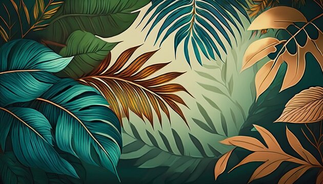 Tropical Tree Leaves And Branch Foreground