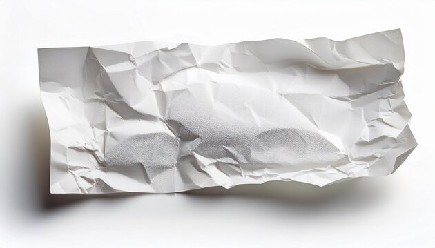 Crumpled Blank White Paper Label On White Background