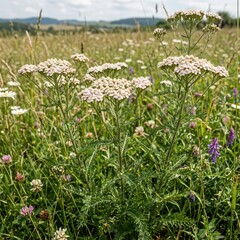 Fototapeta premium Wildflowers blooming in green meadow