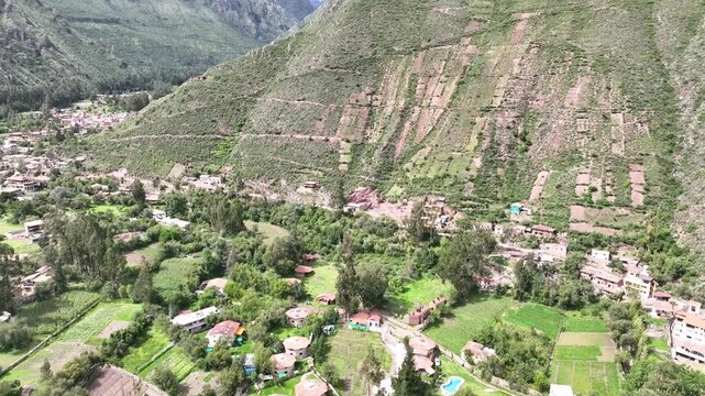 Aerial View of Ollantaytambo Sacred Valley, Cusco, Peru