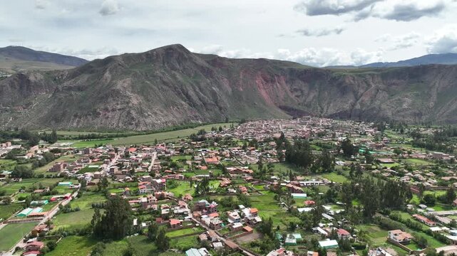 Aerial View of Ollantaytambo Sacred Valley, Cusco, Peru