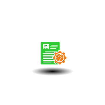 Vector illustration of personal document and gear with handshake. Symbol of EAD Employment Authorization Document.