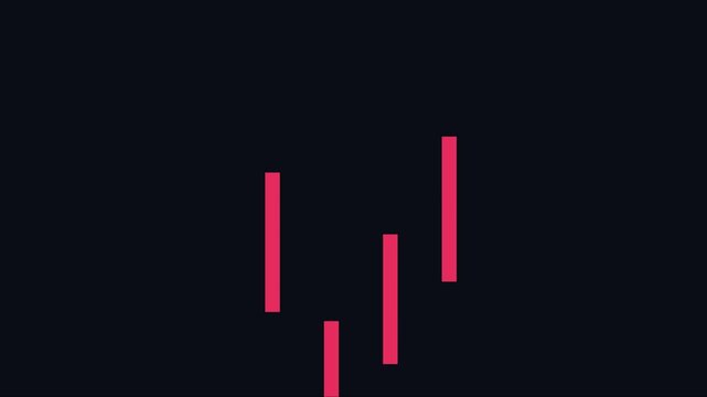 Minimalist financial candlestick chart animation: bullish and bearish market trends for trading analysis and economic data visualization 4k