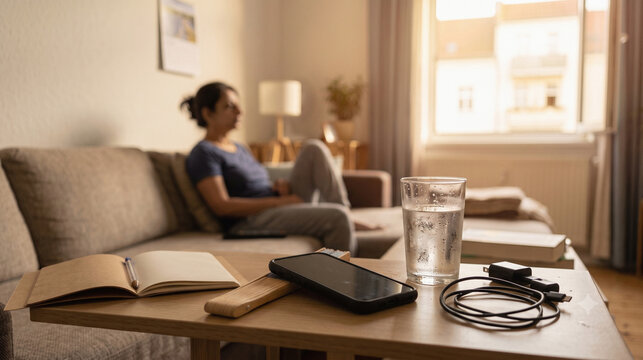 Smartphone Face-Down in a Cozy Room Signaling Climate Strain