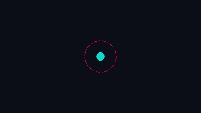Minimalist cyan dot loading animation with expanding circular pulse effect on dark 4k background circle