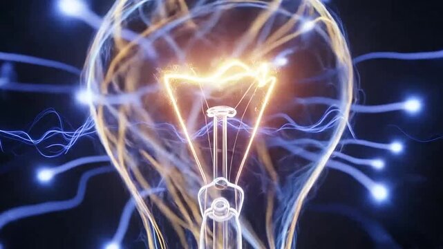 Glowing electric light bulb with creative energy wave concept.