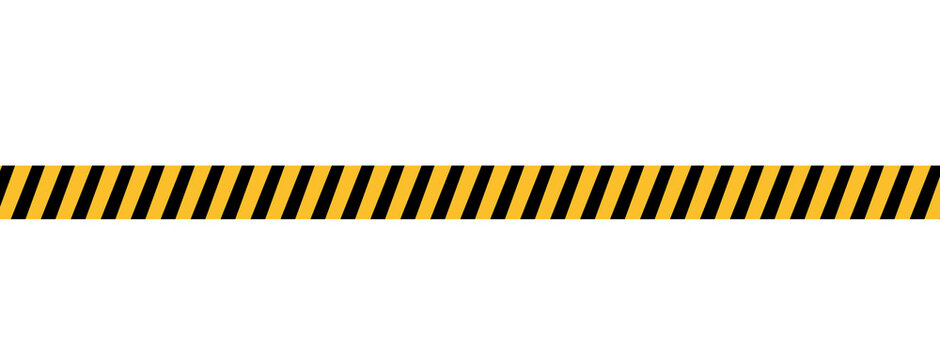 Black and Yellow Hazard Warning Stripe Border Vector Isolated on White Background