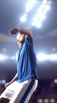 Close-Up of Soccer Player Looking Up During Match