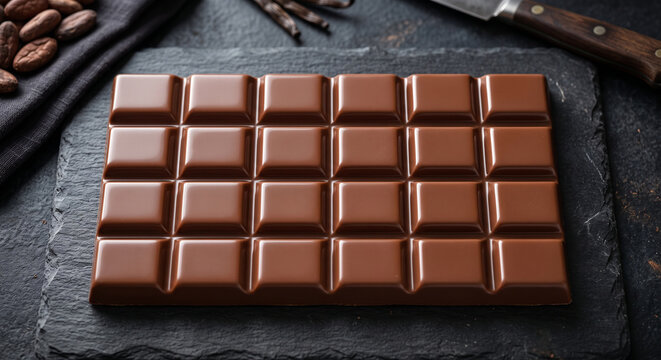 Smooth milk chocolate bar pattern creating a delicious confectionery texture and premium dessert background concept