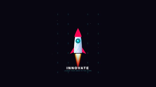 Creative Minimalist Rocket Animation Symbolizing Innovation and Startup Business Growth Success
