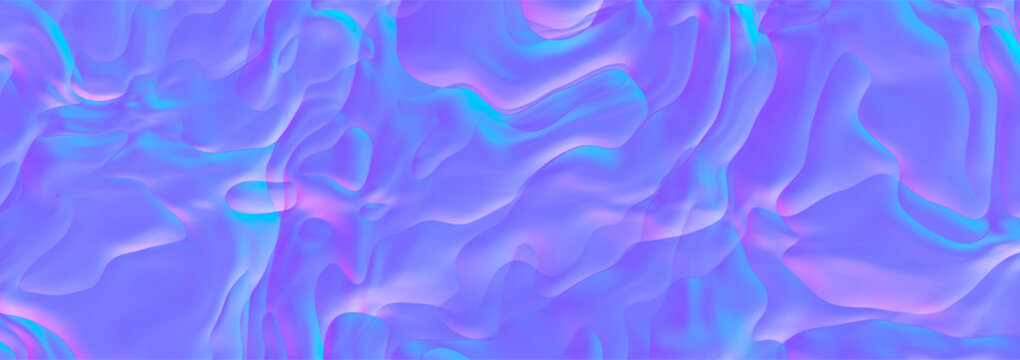 Energetic holographic liquid wave pattern with purple blue lilac swirl texture for soft abstract background wallpaper design