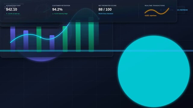 Digital Business Analytics Dashboard Displaying Financial Metrics And Real Time Data Visualization