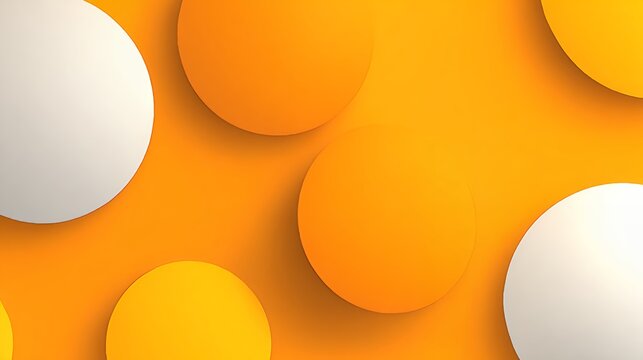 Simple modern abstract background with hovering 3D circles in warm orange and yellow gradient tones