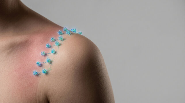Biotech Burn Recovery Concept Featuring Xenobots on Shoulder Skin