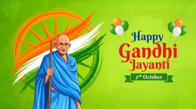 VECTOR ILLUSTRATION FOR INDIAN DAY GANDHI JAYANTI WITH TEXT GANDHI JAYANTI MEANS GANDHI JAYANTI