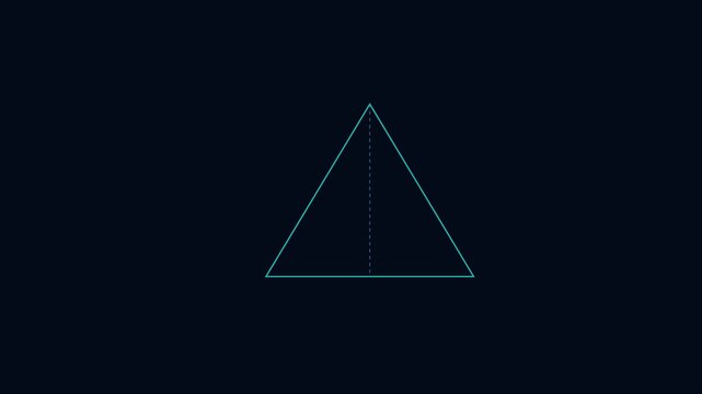 Minimalist neon triangle geometric shape animation on dark 4k background