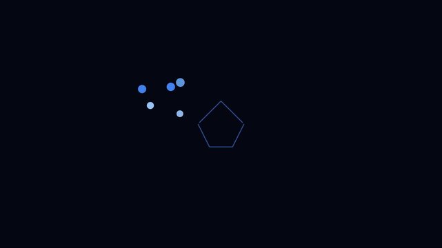 Minimalist pentagon shape with floating particles motion animation 4k background, geometric