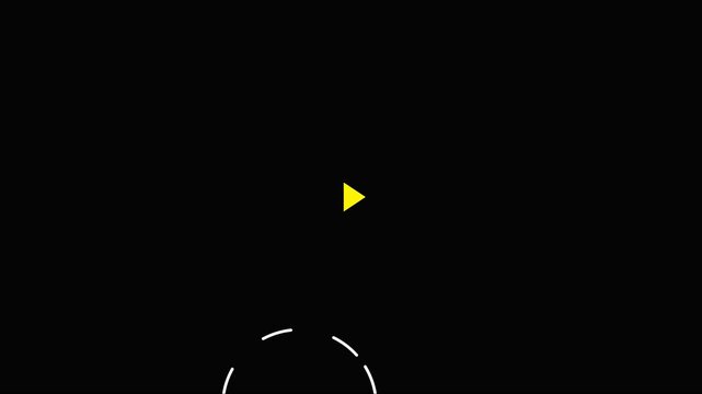 Minimalist play button animation with rotating circular loading on 4k black background