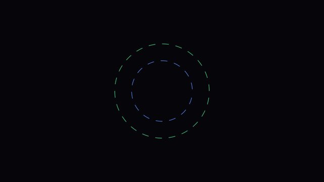 Minimalist pulsing circular loading animation with concentric dashed rings 4k circle pulse