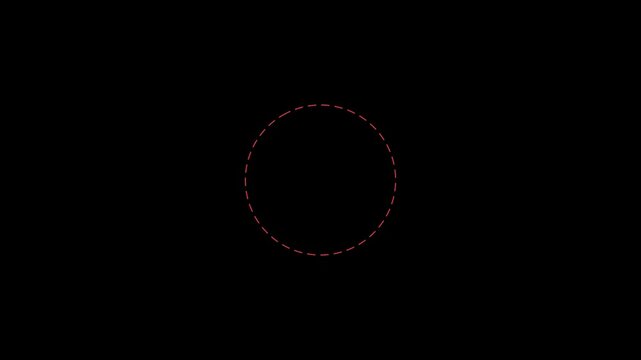 Minimalist red dashed circle loading animation on 4k black background