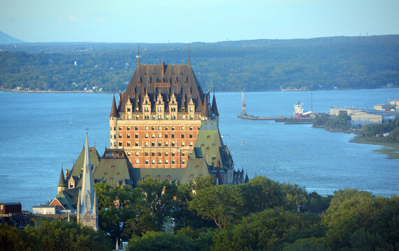 QUEBEC CITY CANADA: The Fairmont Le Ch&acirc;teau Frontenac is a world-renowned, historic, five-star luxury hotel located in the heart of Old Quebec, majestically overlooking the St. Lawrence River