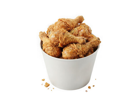 Delicious crispy fried chicken pieces served in a large paper bucket for a tasty fast food meal