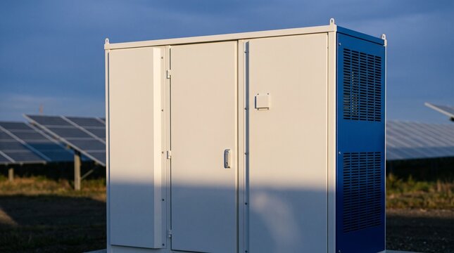 Sodium ion grid storage cabinet beside a solar power site