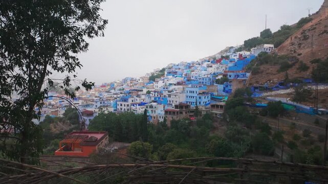 Scenic View of Chefchaouen, Morocco's Blue City, Nestled in the Rif Mountains