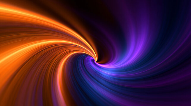 Abstract Swirling Light Vortex Background in Orange and Purple
