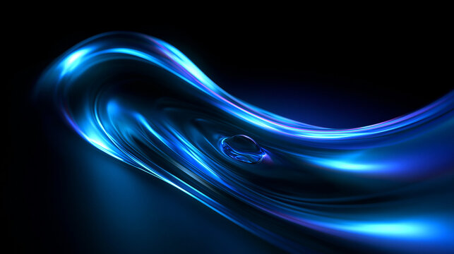 Abstract Blue Glowing Fluid Wave Motion Background