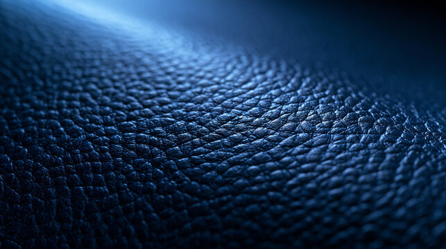 Macro Close-Up of Dark Blue Leather Texture Surface