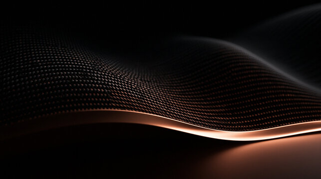 Abstract Dark Textured Wave Surface with Warm Edge Light