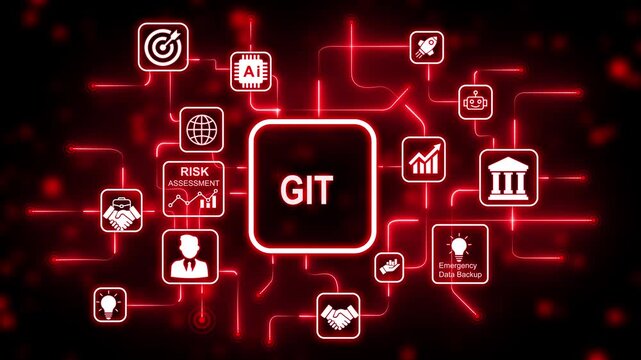 GIT concept with circuit board and icons version control