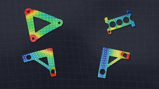 Finite Element Analysis Von Mises Stress Contour On Deforming Bracket Meshes Seamless Loop in cool charcoal tones